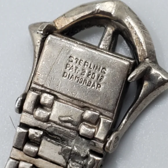 Antique art deco 1917 Diamonbar bracelet Sterling silver buckle clasp collectors